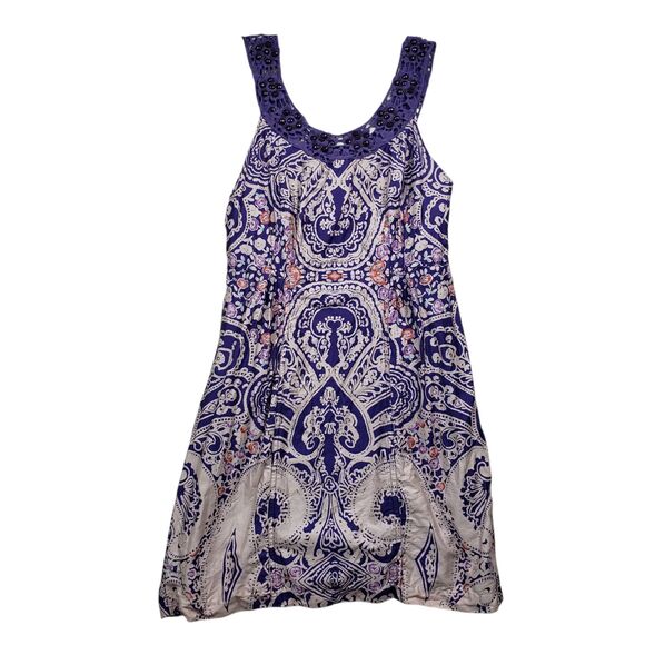 Free People Folklore Paisley Dress Womens Size 4 Jewel Trim Boho - Picture 9 of 12